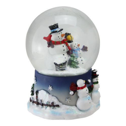 6.75" Snowman & Snow-Son Musical Christmas Snow Globe Glitterdome ...