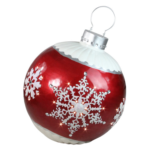 36" LED Lighted Twinkling Red Glitter Ball Ornament Christmas Outdoor