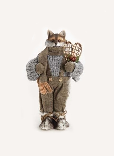 14 5 quot brown gray fox holding holly berries christmas target artificial christmas tree stands