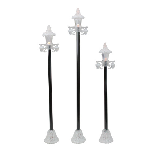 Set of 3 LED Lighted VictorianStyle Christmas Village Lamp Post