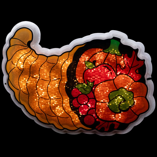 20" Lighted Cornucopia Thanksgiving Window Silhouette ...