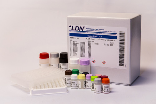 Histamine ELISA kits for the quantitative determination of Histamine in plasma and urine, any species and various biological samples.