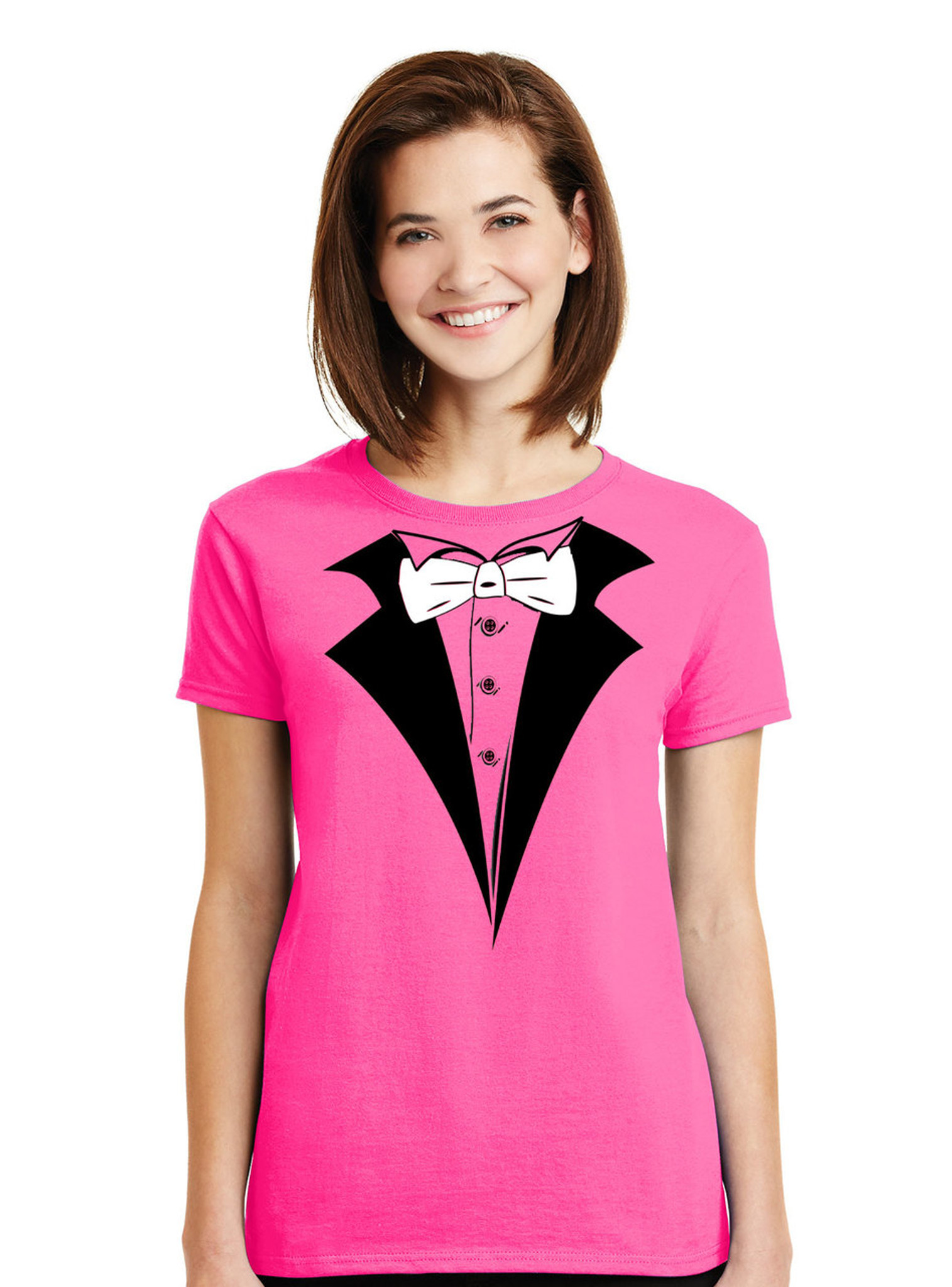 Download Pink Tuxedo T-shirt on a Ladies Tee with White Tie | Shop ...