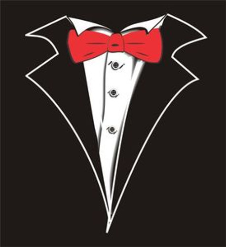 Kids Tuxedo T-Shirt in Black with Red Tie No Carnation