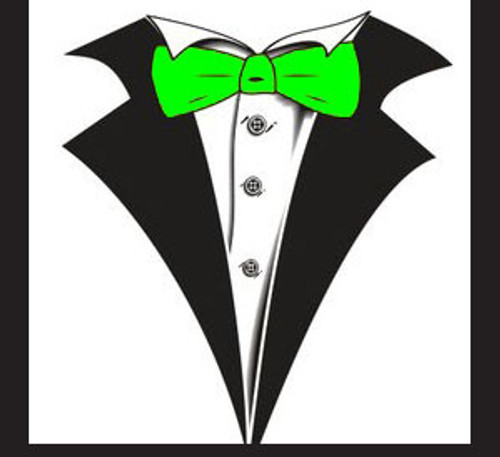 Tuxedo T-shirt with Neon Green Bow Tie on White