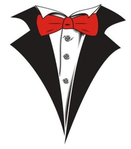Tuxedo T-shirt with Red Bow Tie on White