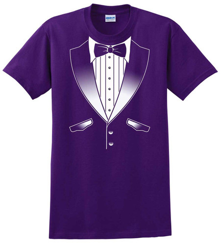 Tuxedo T-Shirt in School Colors - Purple and White