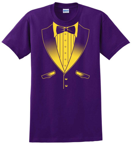 Tuxedo T-Shirt in School Colors - Purple and Gold