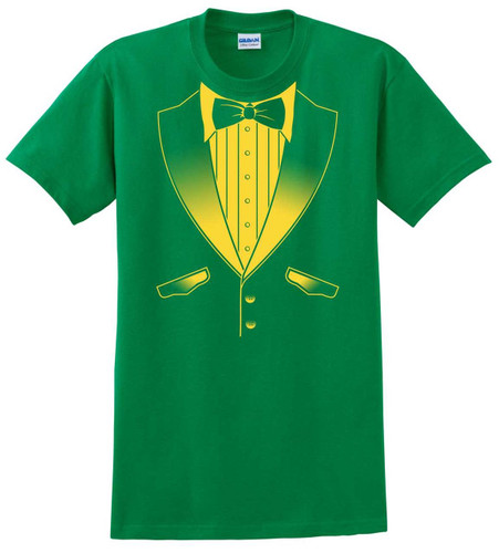 Tuxedo T-Shirt in School Colors - Kelly Green and Gold