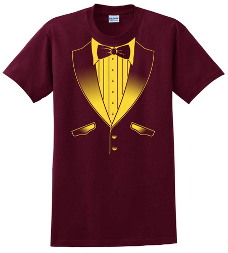 Tuxedo T-Shirt in School Colors - Maroon and Gold