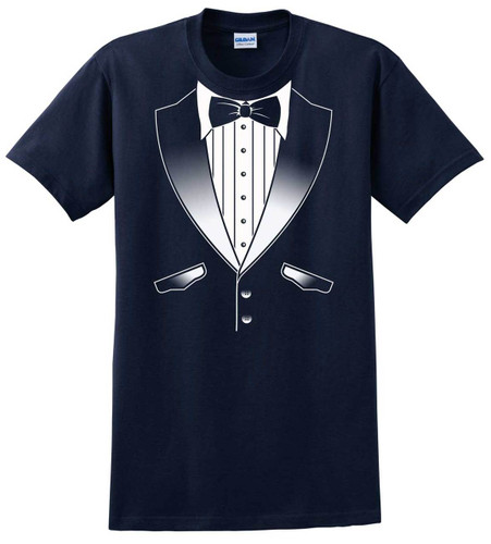 Tuxedo T-Shirt in School Colors - Navy and White