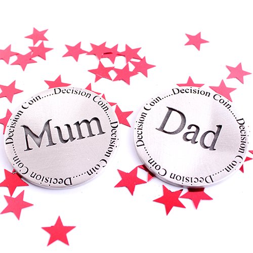 Mum and Dad Pewter Decision Coin