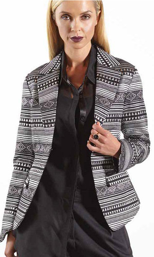 C1014A Black Silver Peplum Jacket by Carbon 12*