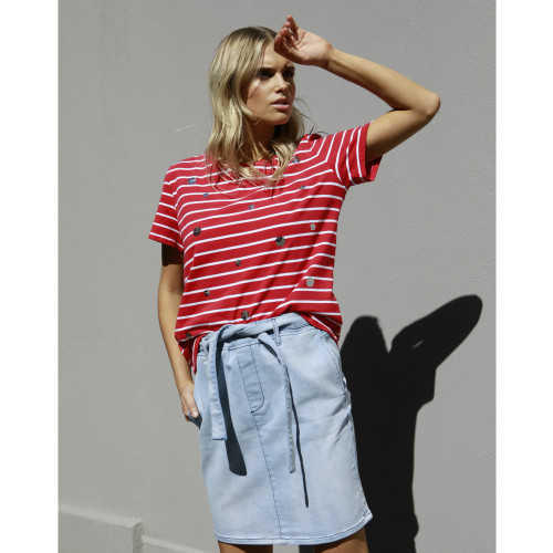 Sequin Cara Tee in Red/White Stripe by BETTY BASICS*