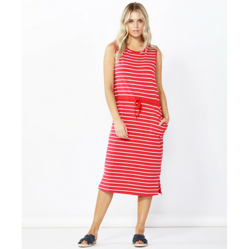 Jennifer Midi Dress in Red/White Stripe by BETTY BASICS*