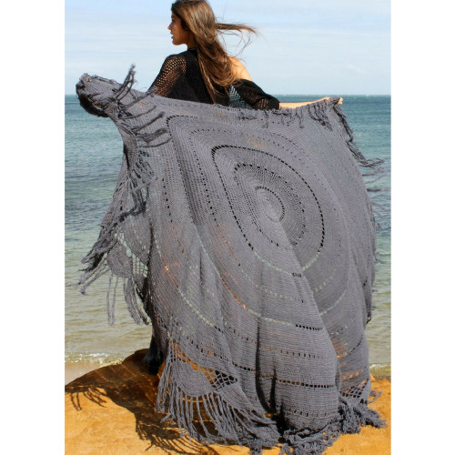 Day Dreamer Crochet Throw in Stone Grey by BIJOU*