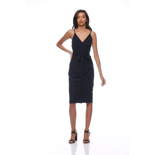 Kendal Tie Dress (Black, Black Print) by HONEY & BEAU*