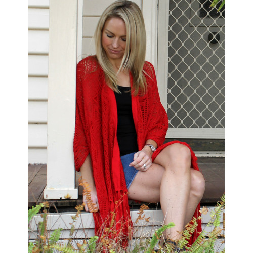 Stardust Crochet Kimono in Ruby by BIJOU*
