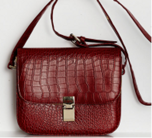 Shop Til You Drop - Red Faux Croc Bag