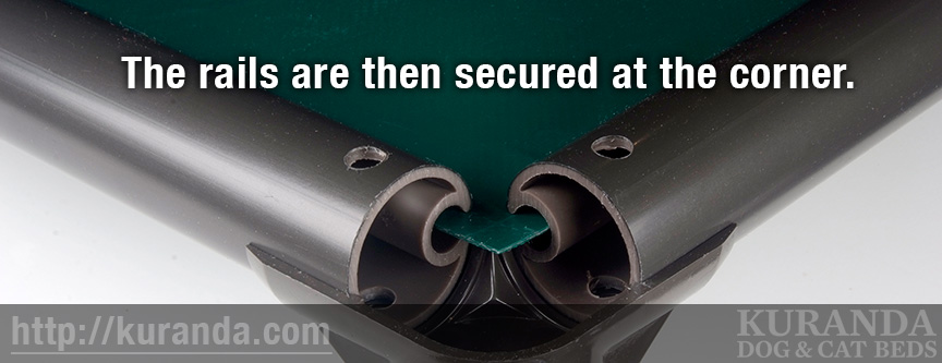 Rails are then secured at the corner Rails are then secured at the corner