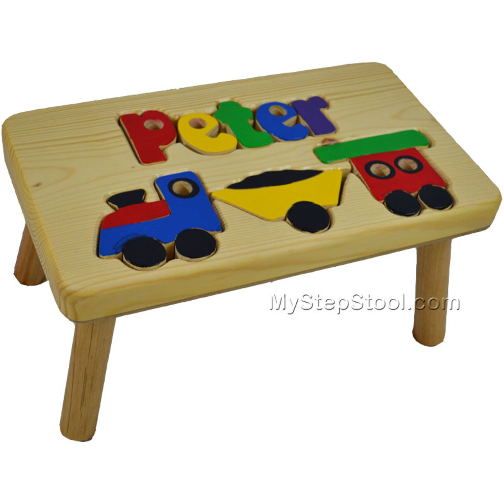 Train Puzzle Name Step Stool for Kids