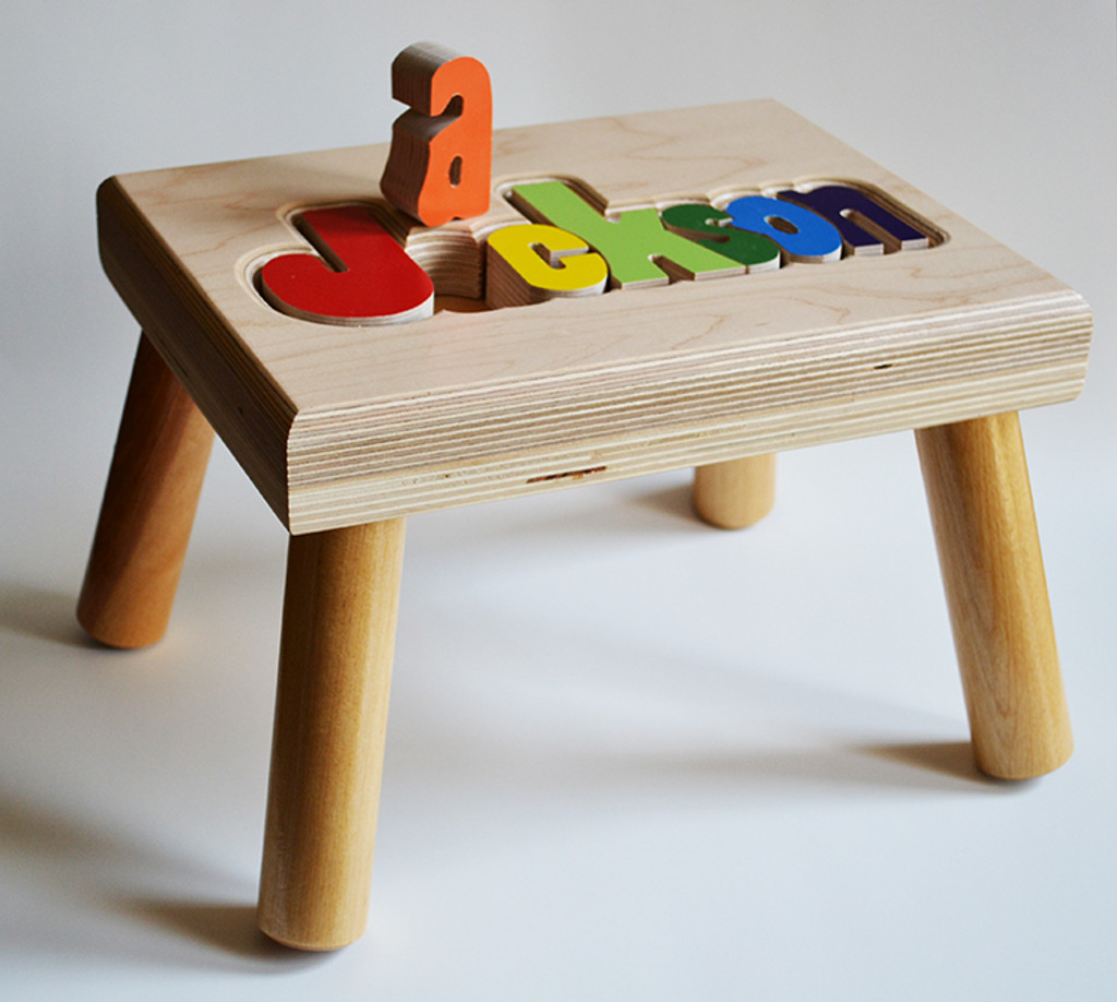 Maple Name Puzzle Step Stool