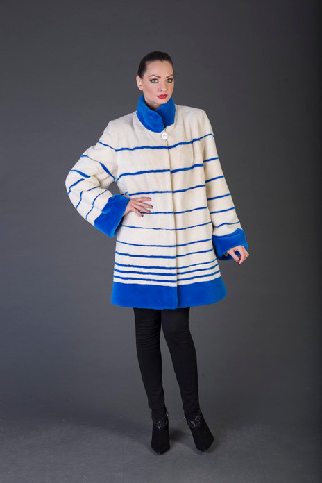 Blue and White Beaver Fur Coat Blue and White Beaver Fur Coat