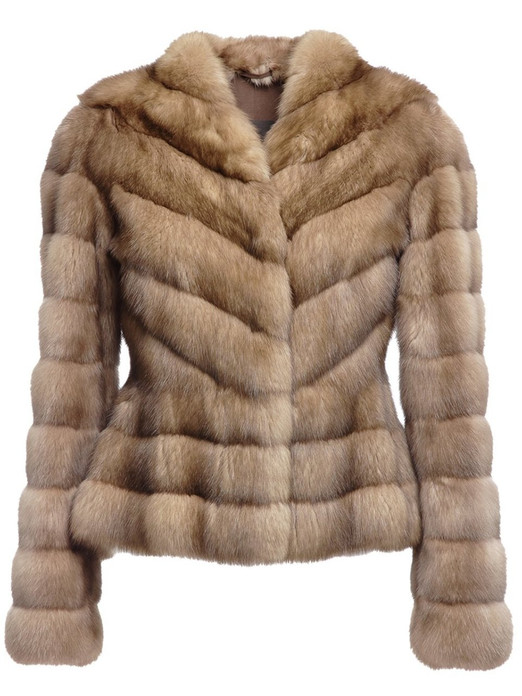 golden russian sable fur jacket fit in waist front view golden russian sable fur jacket fit in waist front view