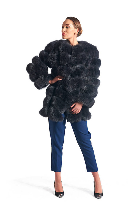 Gray Fox Fur Coat Collarless Gray Fox Fur Coat Collarless