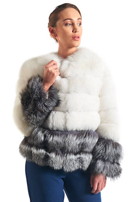 White and Silver Fox Fur Coat White and Silver Fox Fur Coat