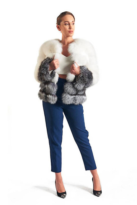 White and Silver Fox Fur Coat White and Silver Fox Fur Coat
