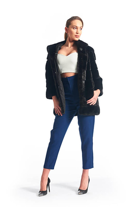 Hooded Black Mink Fur Coat Hooded Black Mink Fur Coat