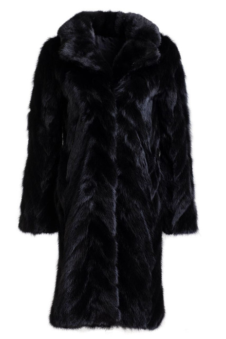 black mink tails fur coat black mink tails fur coat