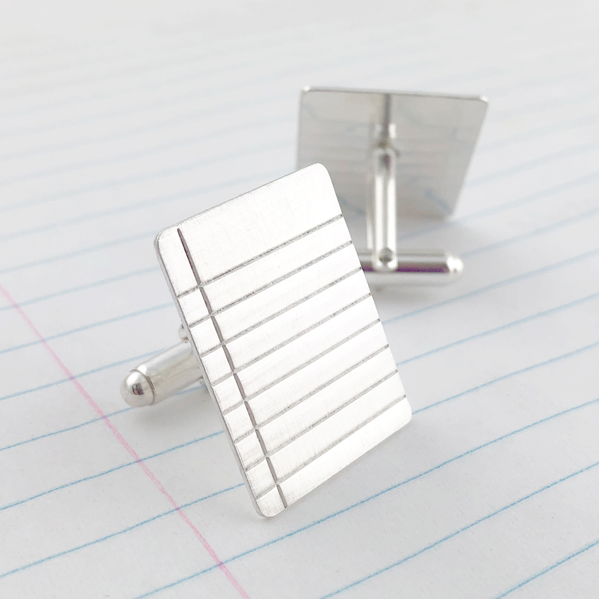 Binder Paper / Note Paper Sterling Silver Cuff Links