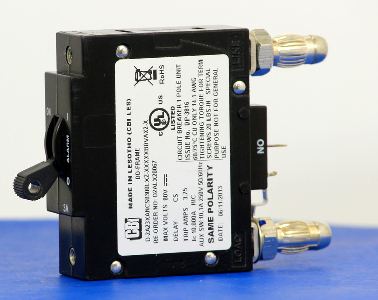D2ALX20067 (1 Pole, 3A, 80VDC, Plug-In Terminals, Series Mid-Trip w/alarm, UL Listed (UL 489))