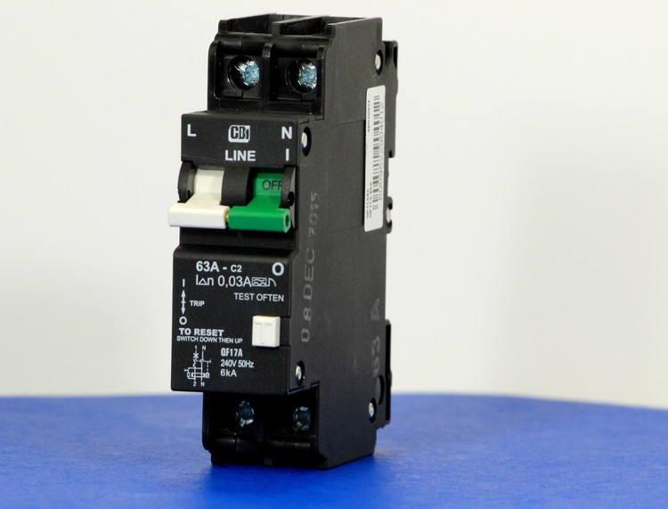 QF17A63 (1 Pole + Neutral, 63A, 240VAC, UL 1053, GFI/ Earth Leakage)