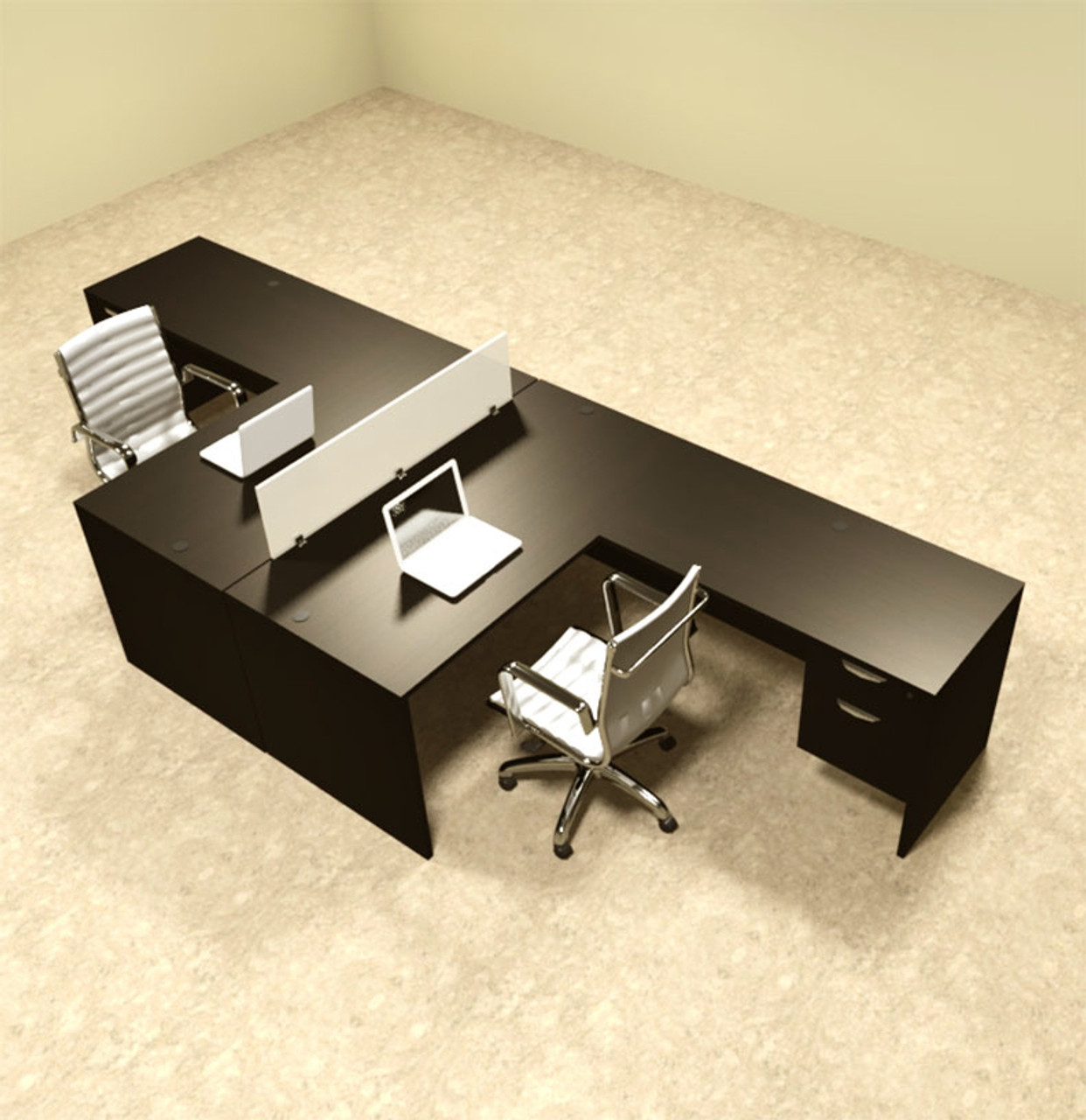 Two Person L Shaped Divider Office Workstation Desk Set OT SUL FP40   OT SUL FP40  68831.1452633730 