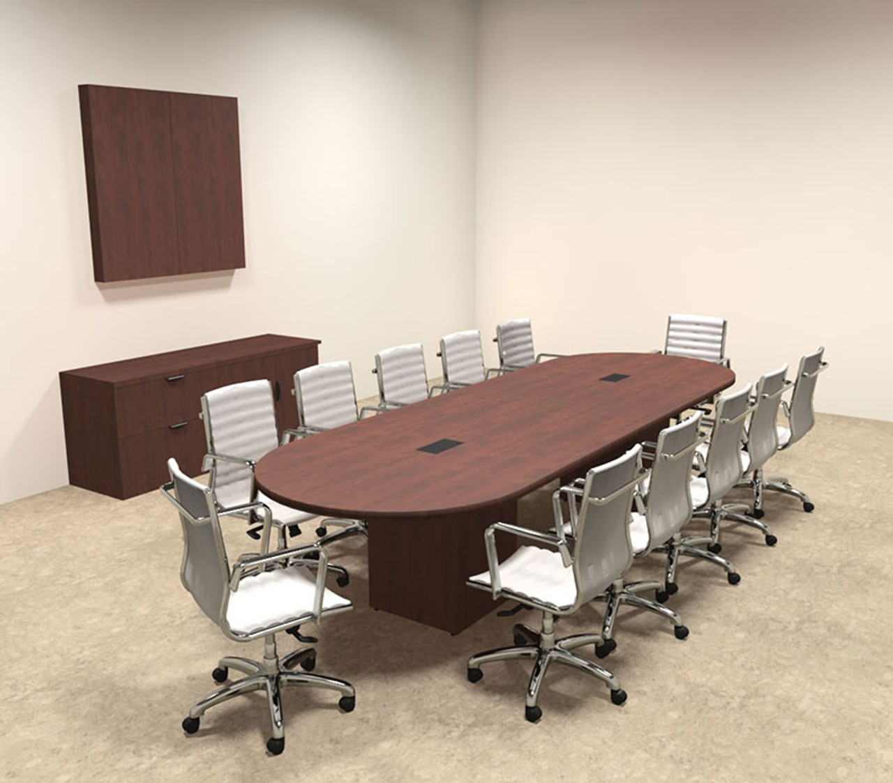 Modern Racetrack Cube Leg 12' Feet Conference Table, #OF-CON-CQ13 - H2O ...