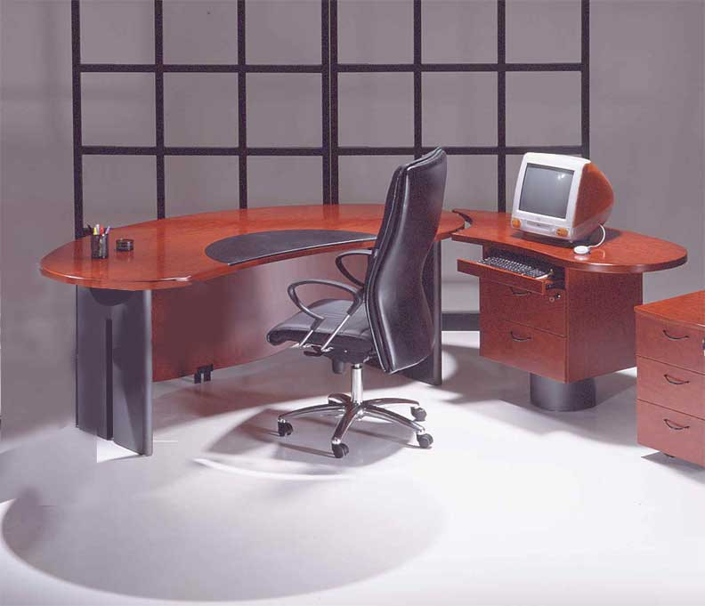 2PC Contemporary Oval Executive Office Desk Set, #U-UTM-O2 ...