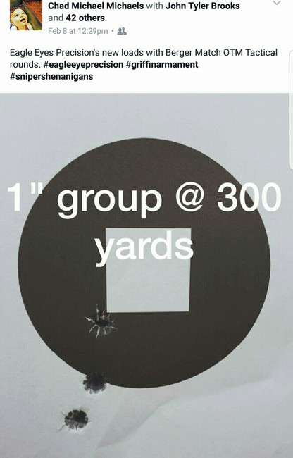 1/3 MOA @ 300 Yards with our new Gen 2 308 Win 175gr OTM