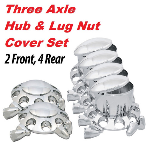 2x4 Bundled Wheel Hubcap Kit w/Nut Covers includes the following: (2 each) Chrome Plastic Front Axle Cover Kit - With Axle Cover, Removable Hubcap and 10 Nut Covers. (4 each) Chrome Plastic Rear Axle Cover Kit - Comes With Axle Cover, Removable Hubcaps. 2x4 Bundled Wheel Hubcap Kit w/Nut Covers includes the following: (2 each) Chrome Plastic Front Axle Cover Kit - With Axle Cover, Removable Hubcap and 10 Nut Covers. (4 each) Chrome Plastic Rear Axle Cover Kit - Comes With Axle Cover, Removable Hubcaps.
