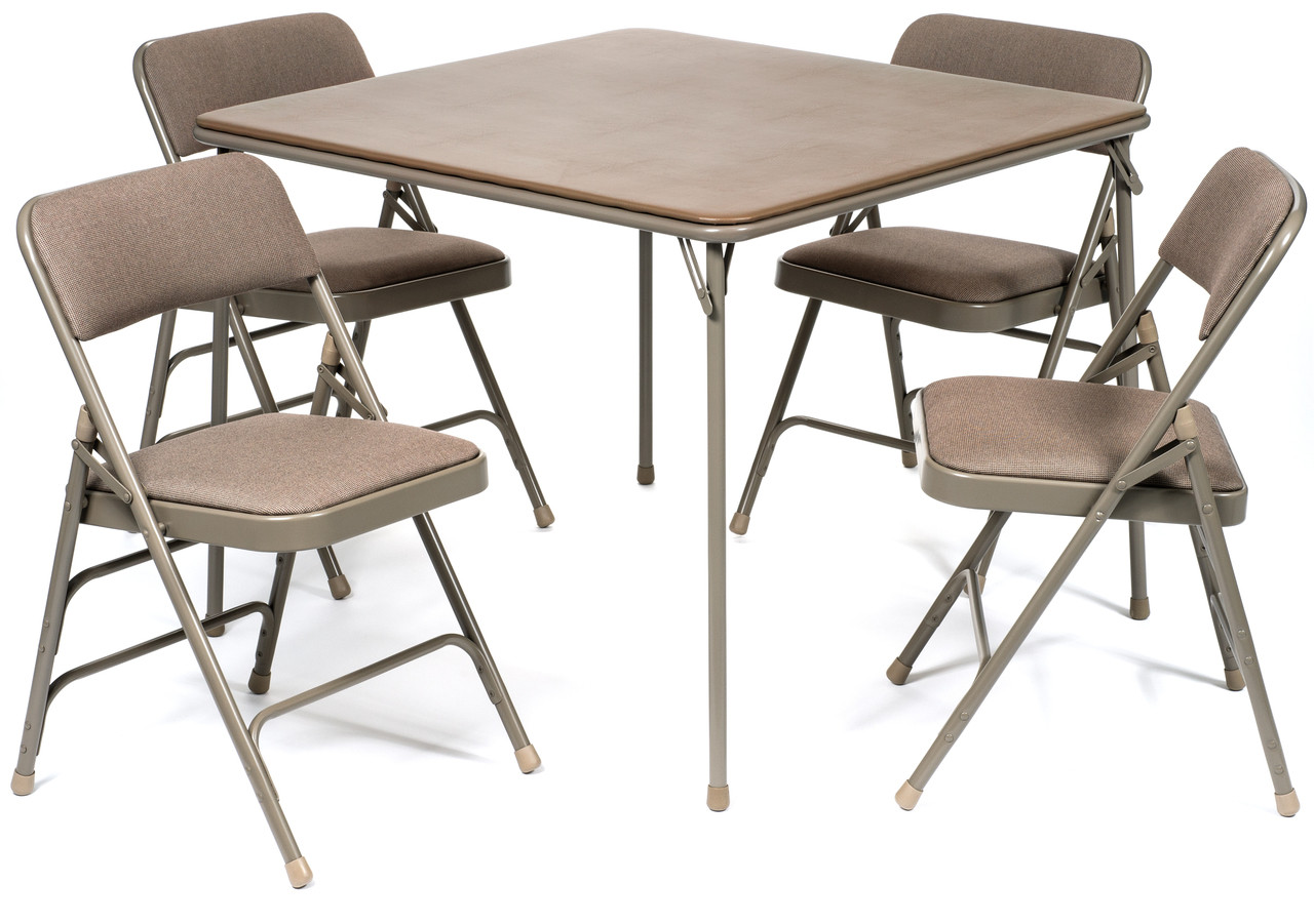 5pc XL Series Folding Card Table and Fabric Padded Chair Set, Beige ... 5pc XL Series Folding Card Table and Fabric Padded Chair Set, Beige ...