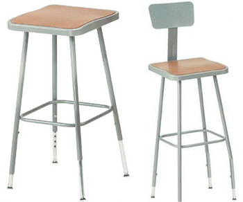 Adjustable Square Science Lab Stools With Hardboard Seat and Optional Backrest Adjustable Square Science Lab Stools With Hardboard Seat and Optional Backrest