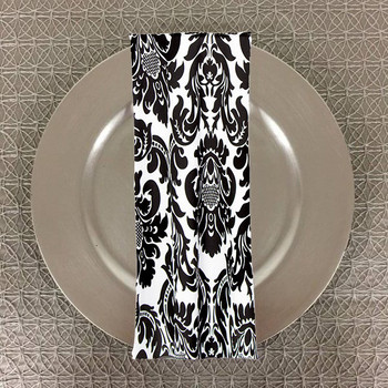 Dozen (12-pack) Alterio Black & White Damask Table Napkins (SS-NAPKIN-ALTERIO) Dozen (12-pack) Alterio Black & White Damask Table Napkins (SS-NAPKIN-ALTERIO)