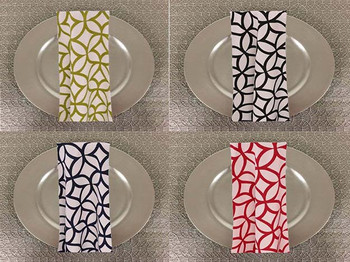 Dozen (12-pack) Retro Cirque Geometric Print Polyester Table Napkins Dozen (12-pack) Retro Cirque Geometric Print Polyester Table Napkins
