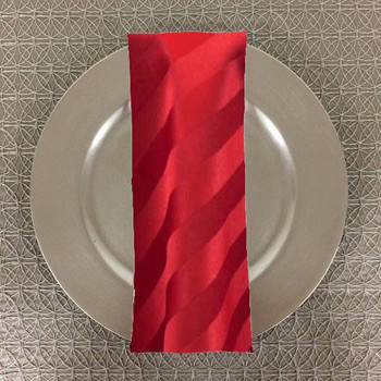 Dozen (12-pack) Satin Strip Table Napkin-Red Dozen (12-pack) Satin Strip Table Napkin-Red