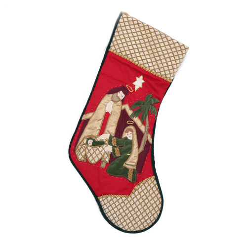 QUILTED NATIVITY CHRISTMAS STOCKING