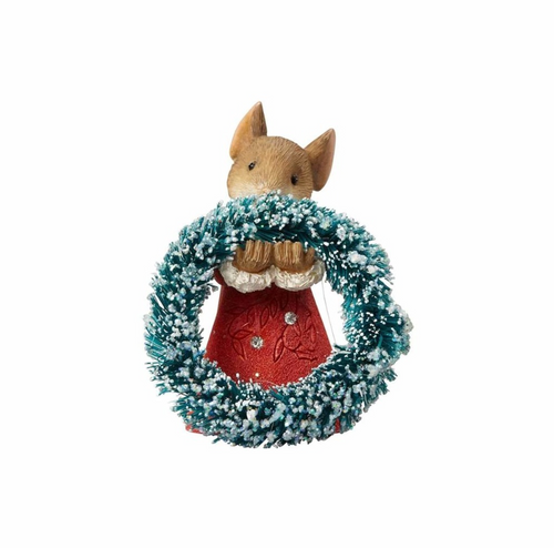 Heart of Christmas -Mouse With Wreath figurine