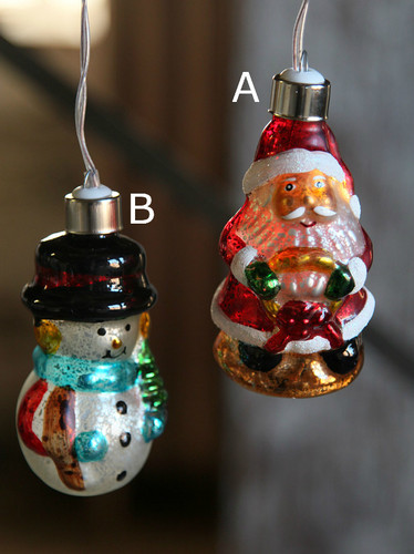 Antique Glass Santa and Snowman Light Set of 10