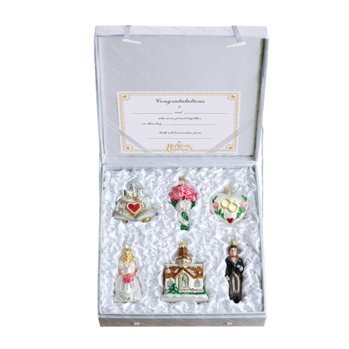 Old World Christmas Glass - 6 Pc. Ornament Wedding Gift Box Set